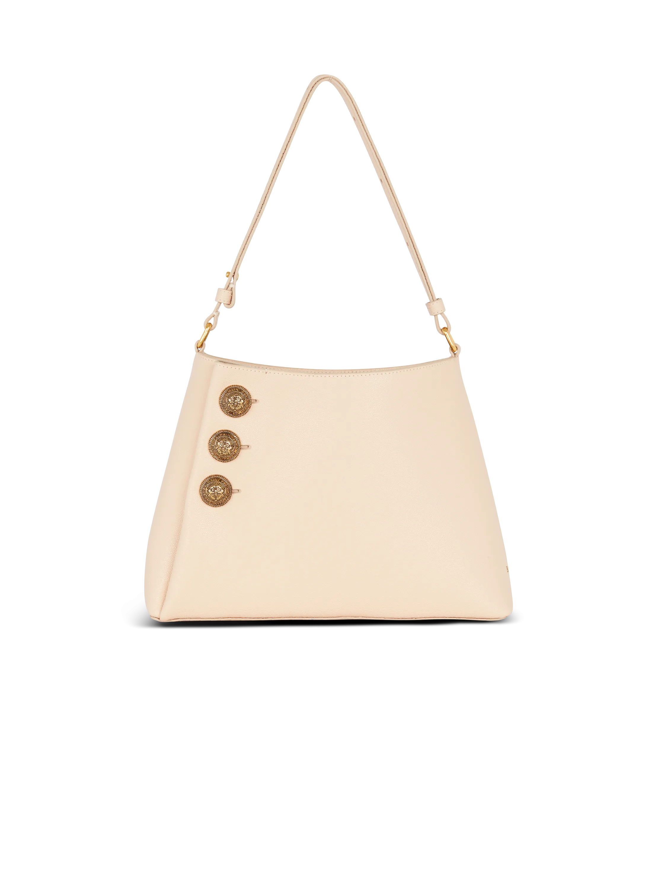 BALMAIN  Sac-à-main emblème en cuir grainé - Beige