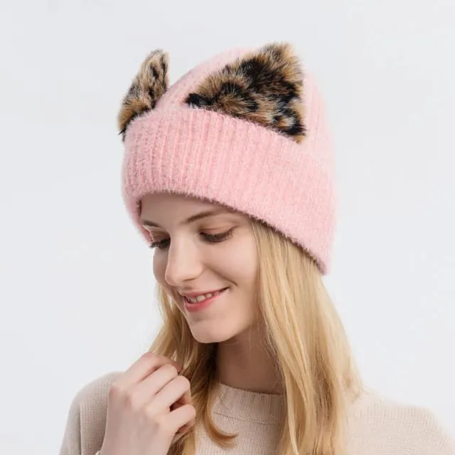 Bonnet avec Oreilles en Fausse Fourrure