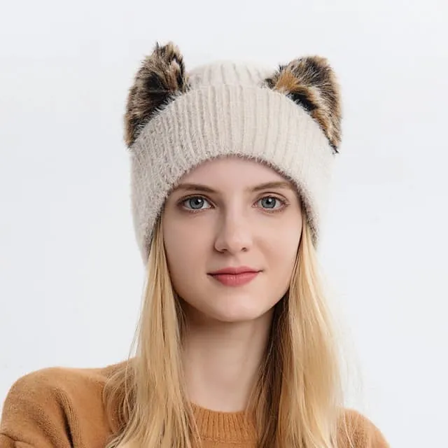 Bonnet avec Oreilles en Fausse Fourrure