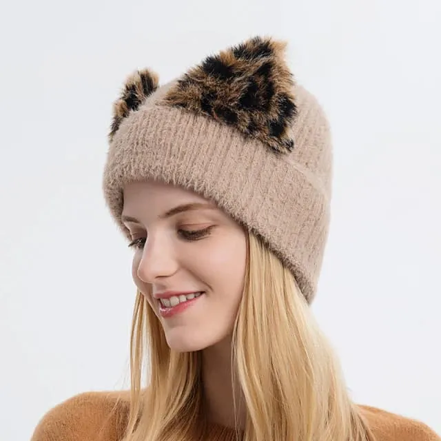 Bonnet avec Oreilles en Fausse Fourrure