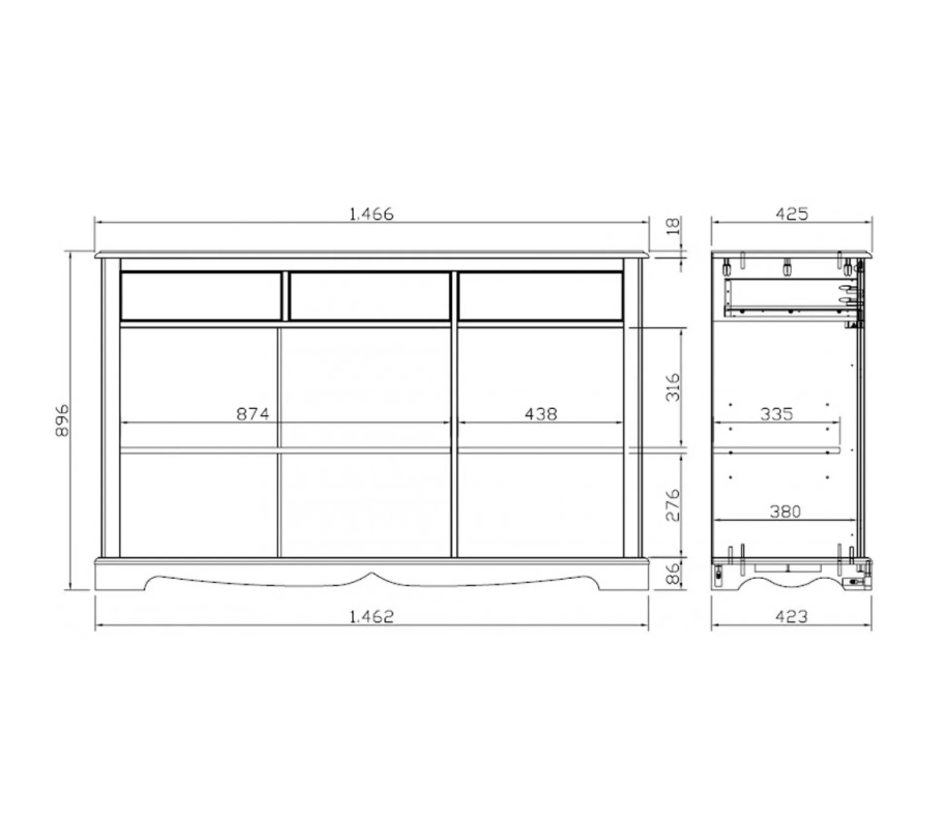 Buffet Vaisselier Blanc 5 Portes 5 Tiroirs