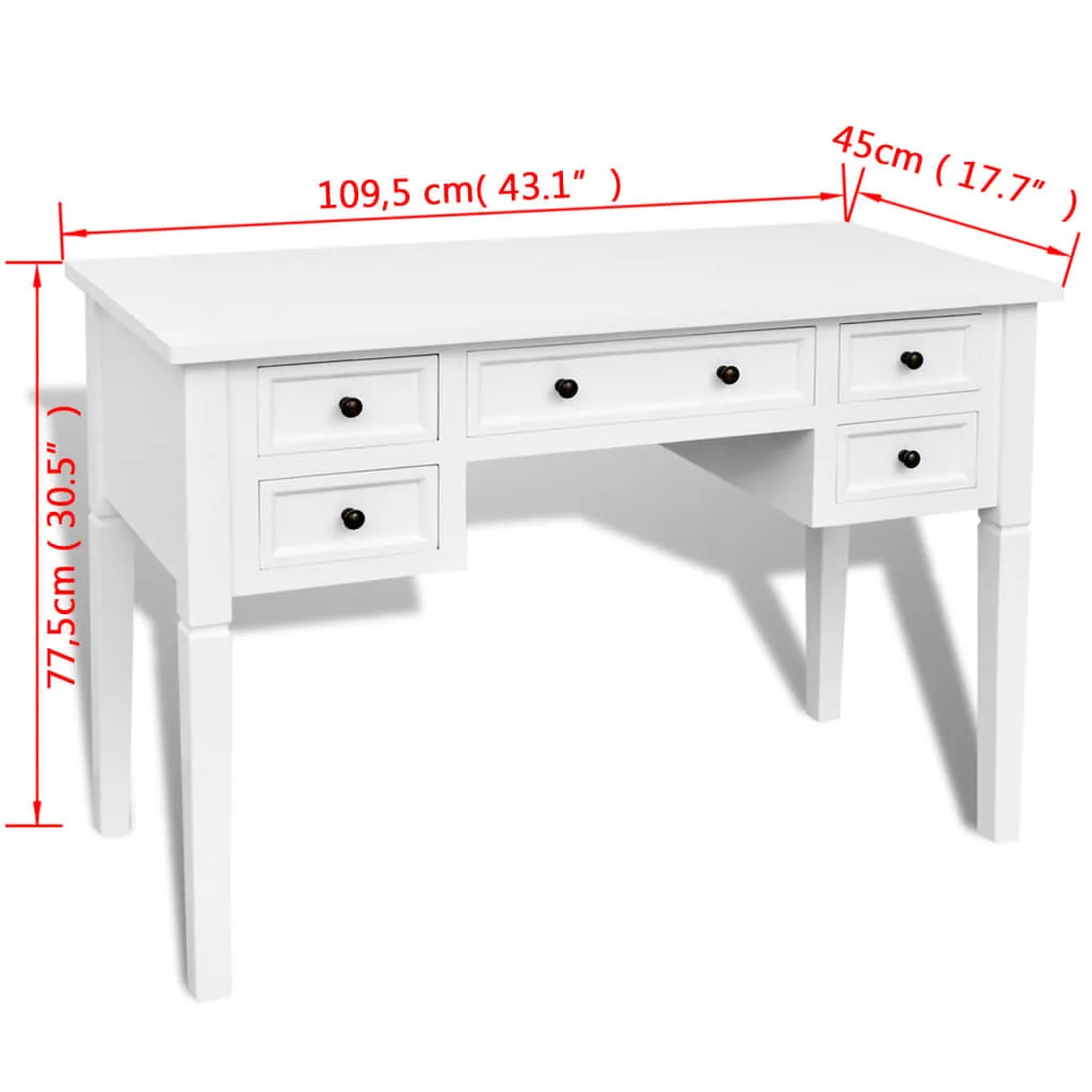 Bureau blanc à 5 tiroirs | vidaxl-fr