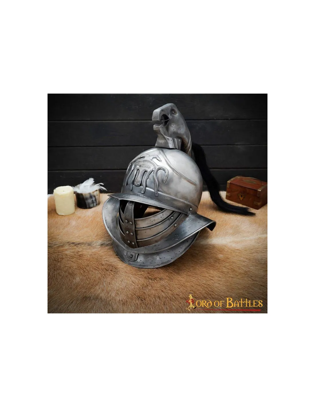 Casque de gladiateur Spartacus avec panache noir ⚔️ Boutique Épées