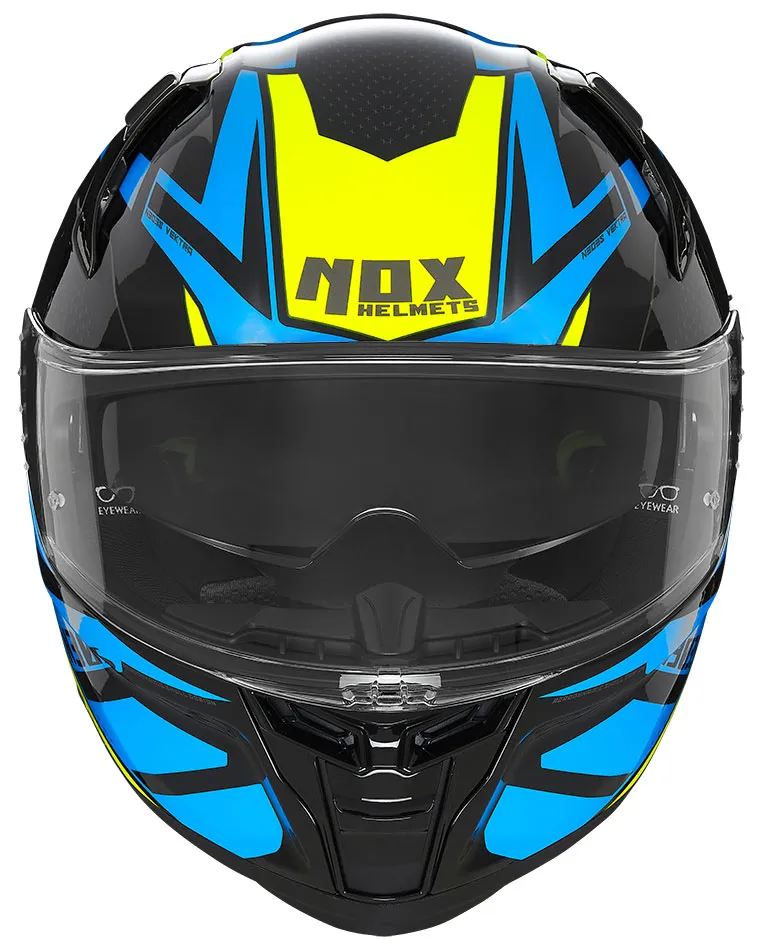 Casque Nox N303-S Vektra noir jaune bleu, intégral ECE 22 06