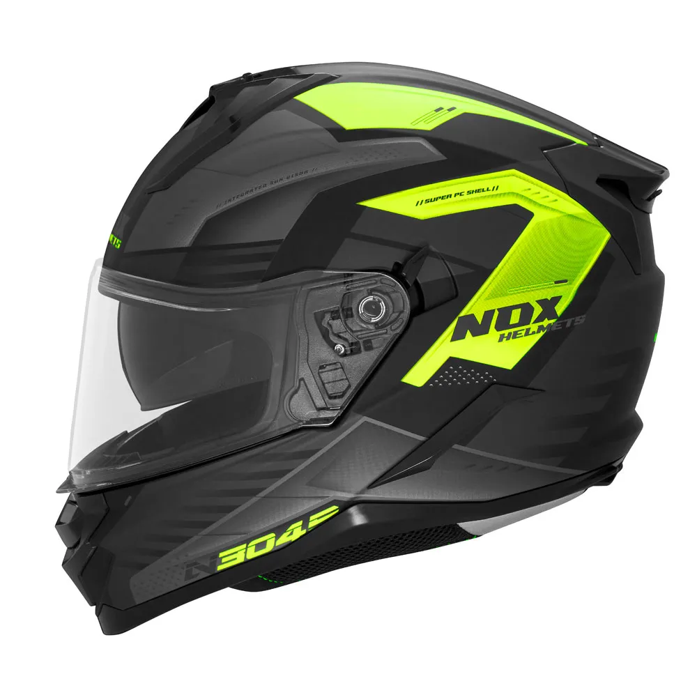 Casque Nox N304-S Carver noir jaune fluo, intégral ECE 22 06