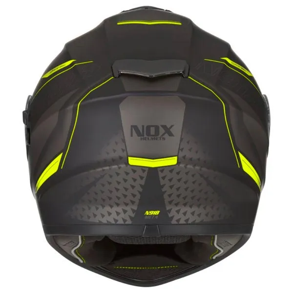 Casque Nox N918 Meta noir mat jaune, casque moto intégral