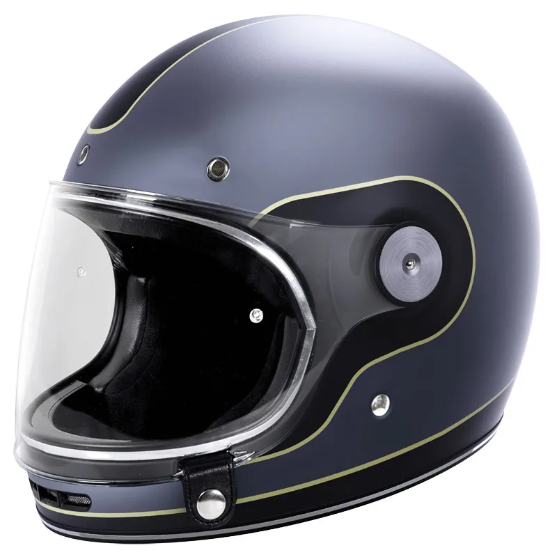 Casque Stormer Glory Advance gris noir metal mat, moto vintage