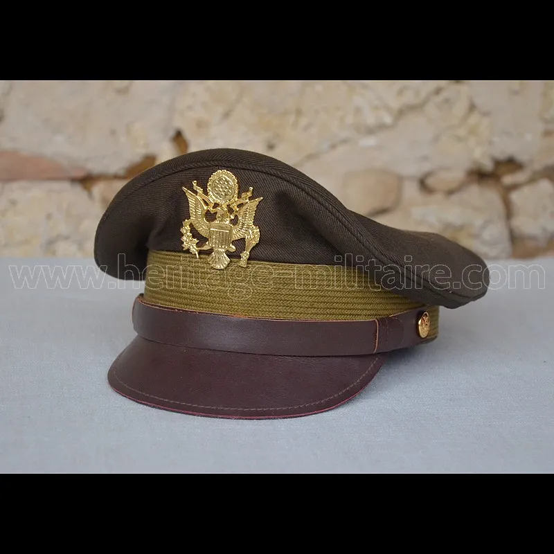 Casquette d'officier US "Cap Crusher" OD green WWII