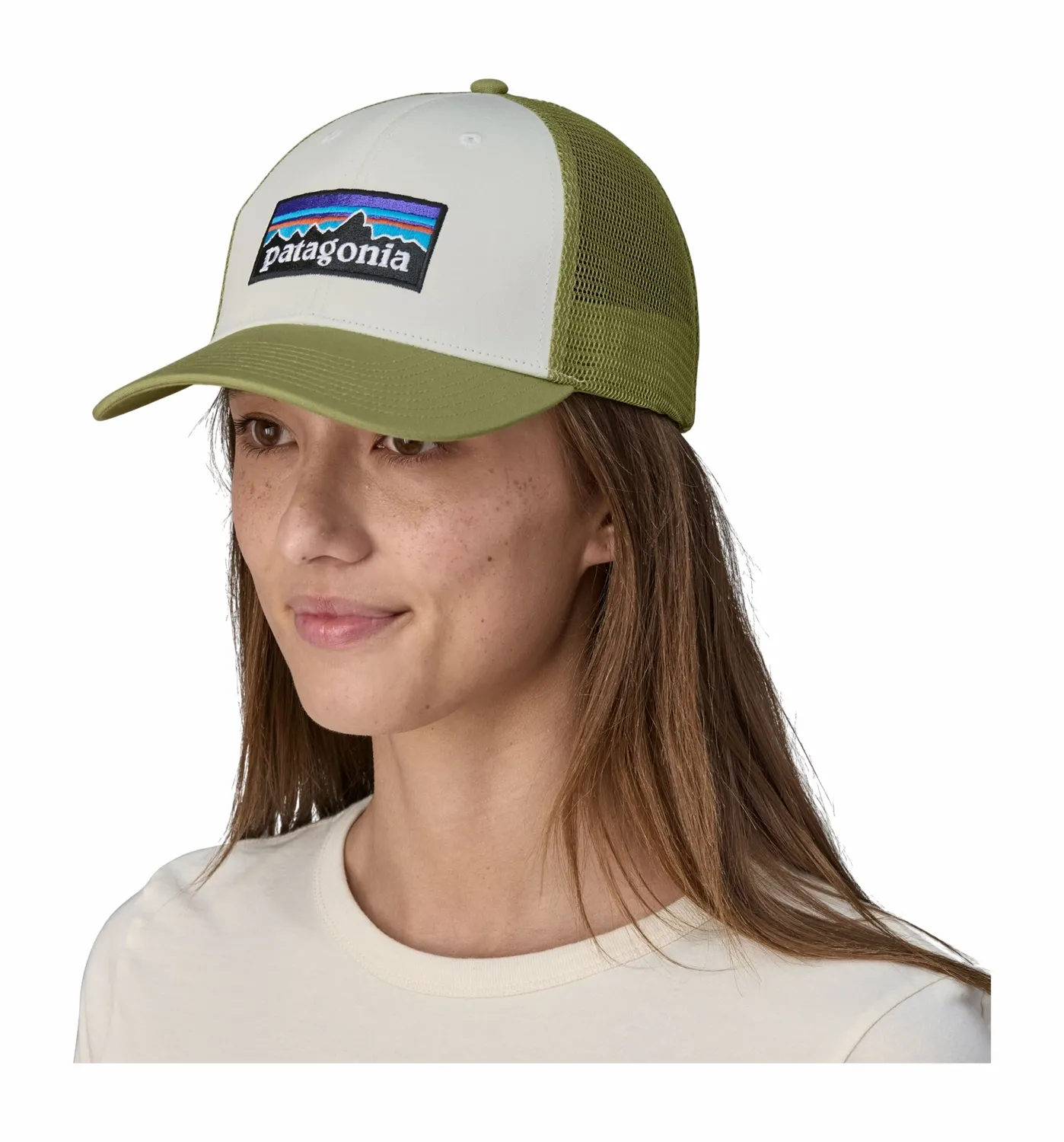 Casquette Patagonia P6 Logo LoPro Trucker White / Buckhorn Green