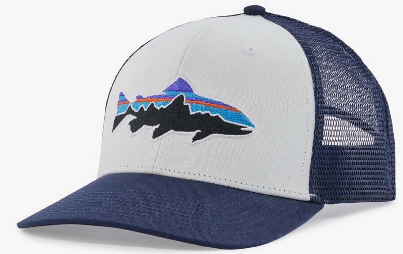 Casquette Patagonia Unisexe Fitz Roy Trout Trucker Blanche New Navy