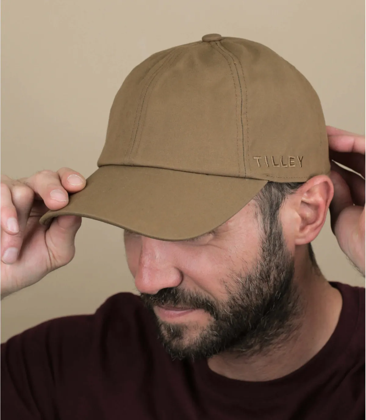 casquette pluie marron - Waxed Millerain Baseball Cap british tan Tilley : Headict