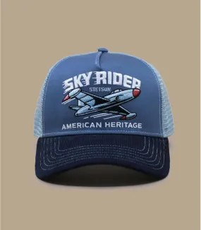 casquette trucker avion bleu - Trucker Cap Sky Rider Stetson : Headict