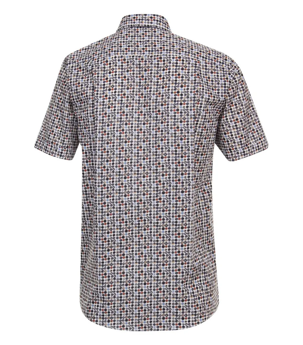 Chemise avec des manches courtes et un col français Casa Moda Grande Taille en coton multicolore