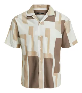 Chemise avec manches courtes et col cubain Jack & Jones beige