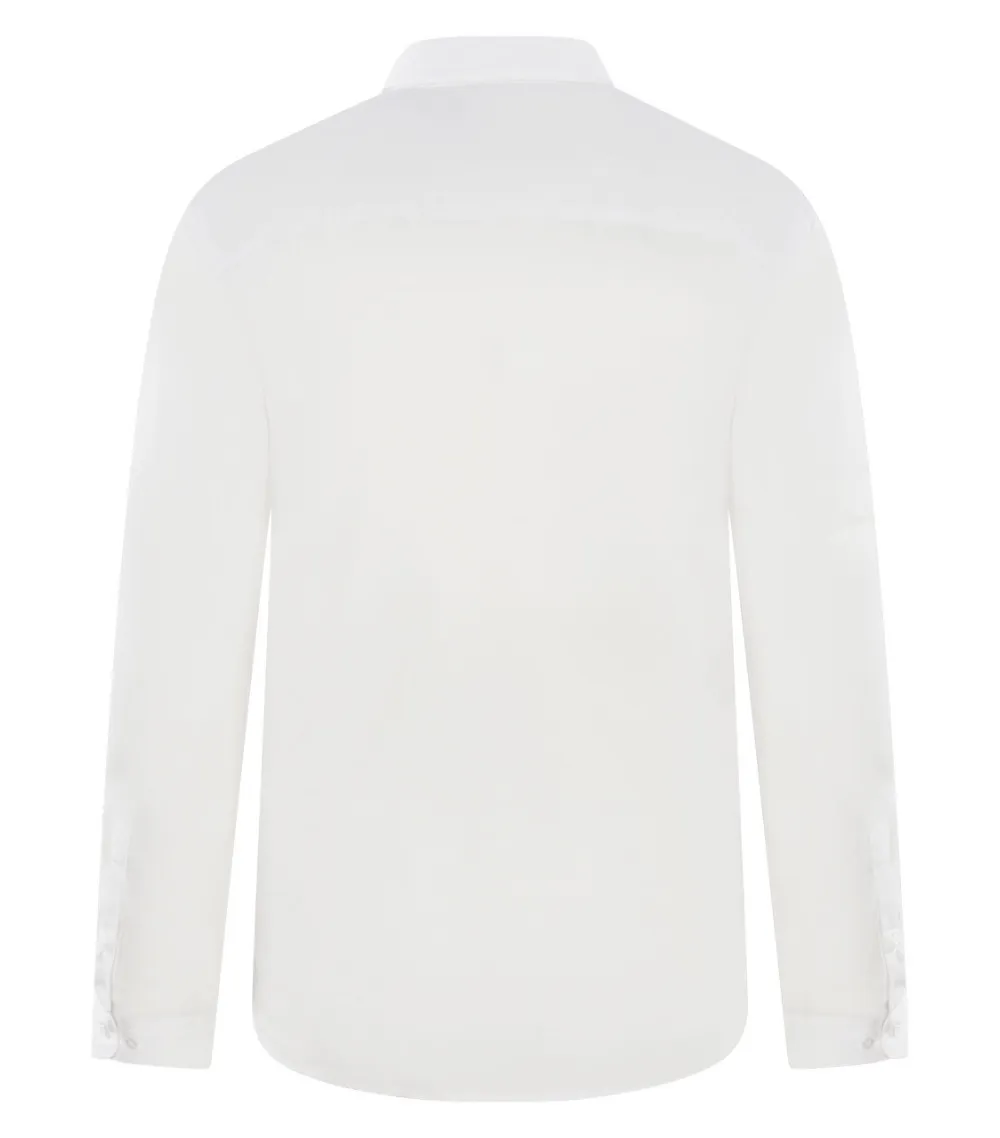 Chemise avec manches longues et col italien Bande Originale coton mélangé blanc