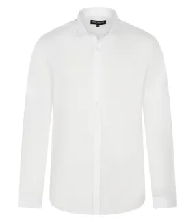 Chemise avec manches longues et col italien Bande Originale coton mélangé blanc