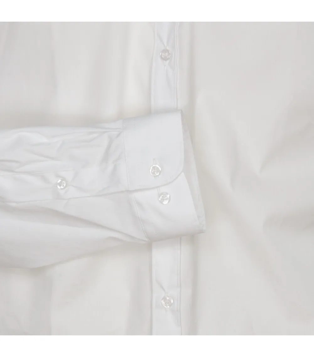 Chemise avec manches longues et col italien Bande Originale coton mélangé blanc