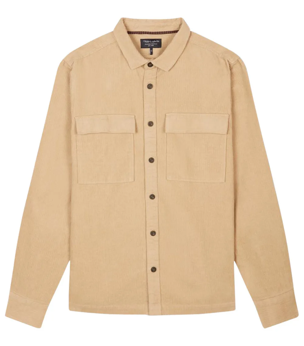 Chemise avec un col français Teddy Smith en coton beige côtelé