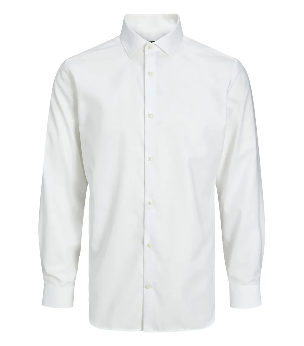 Chemise avec un col italien et une coupe slim Jack & Jones Premium en coton blanc