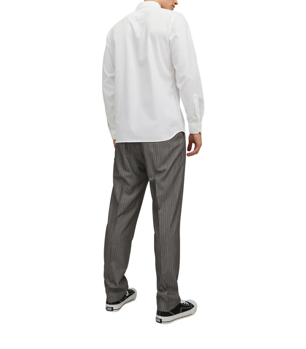 Chemise avec un col italien et une coupe slim Jack & Jones Premium en coton blanc