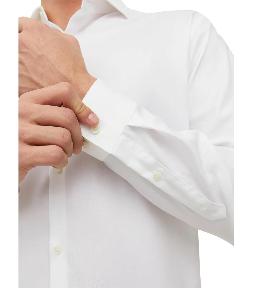 Chemise avec un col italien et une coupe slim Jack & Jones Premium en coton blanc