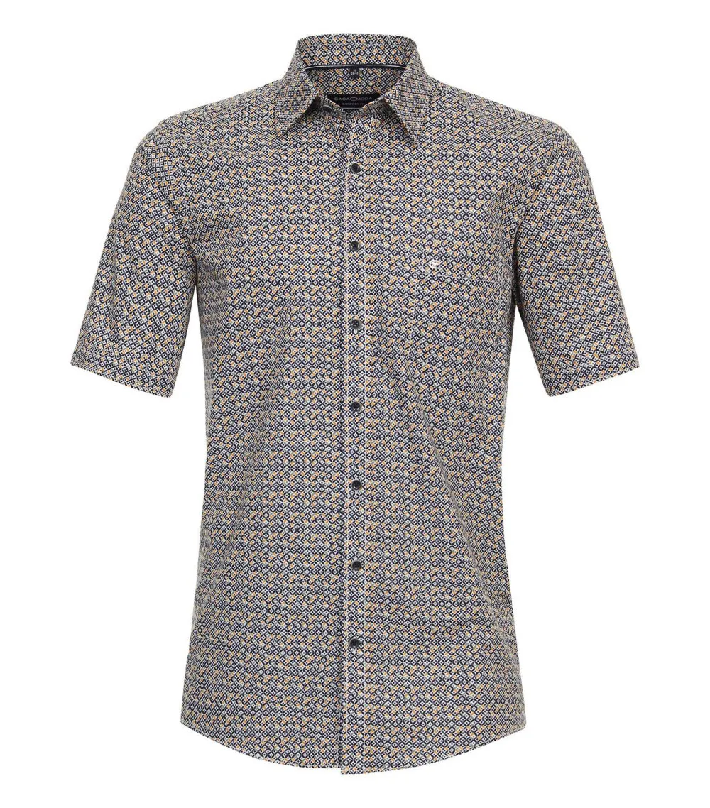 Chemise avec une fermeture boutonnée et des manches courtes Casa Moda Grande Taille en coton multicolore