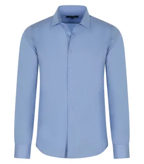 Chemise Bande Originale avec manches longues et col italien bleu ciel