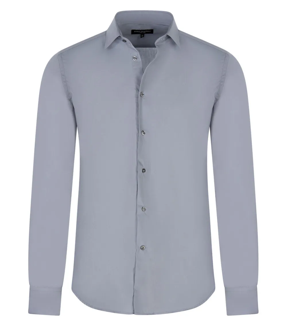 Chemise Bande Originale avec manches longues et col italien grise