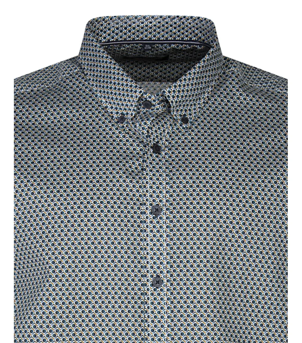 Chemise Casa Moda en coton regular intermédiaire avec manches longues et col américain blanche