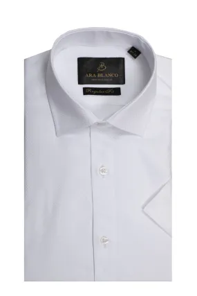 Chemise Demi-manche - Blanche Motif Carreaux