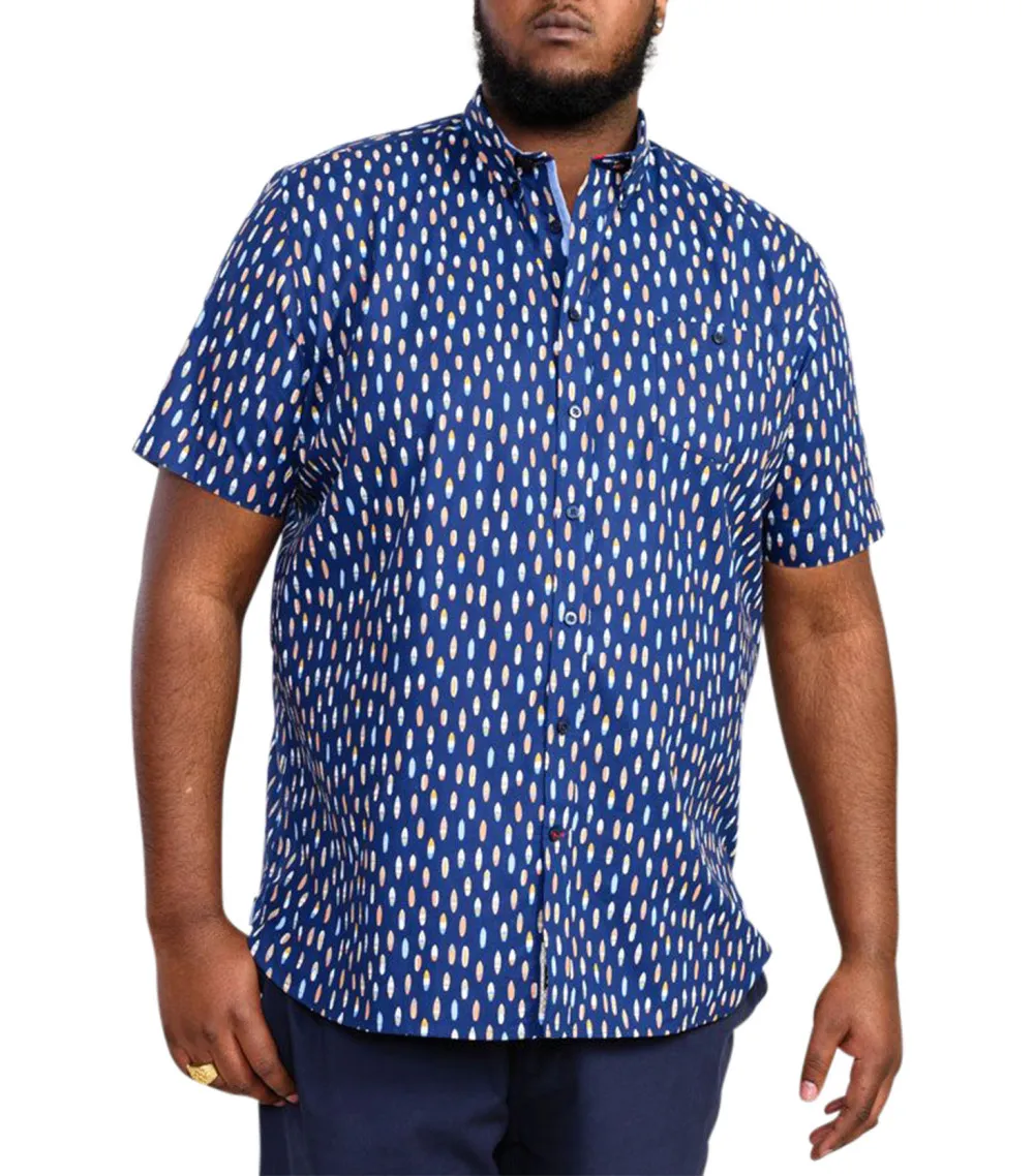 Chemise Duke en coton avec manches courtes et col américain bleu marine