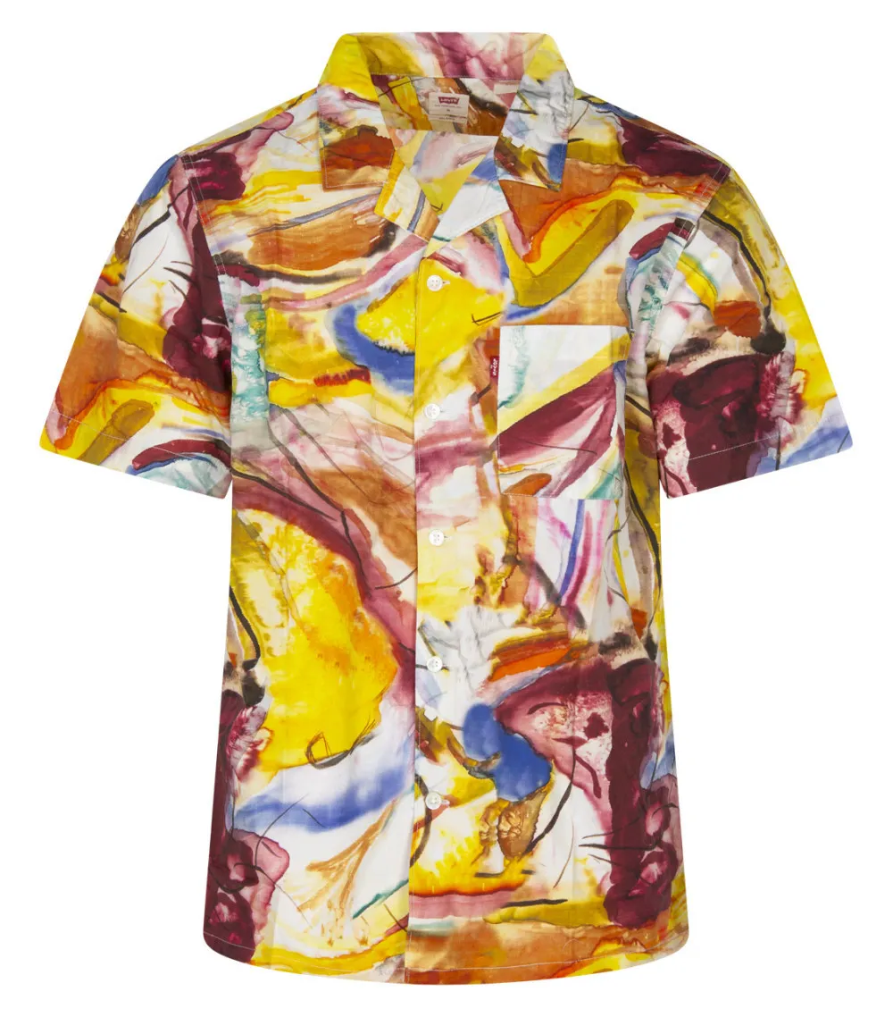 Chemise Levi's® en coton multicolore avec manches courtes et col cubain imprimé abstrait