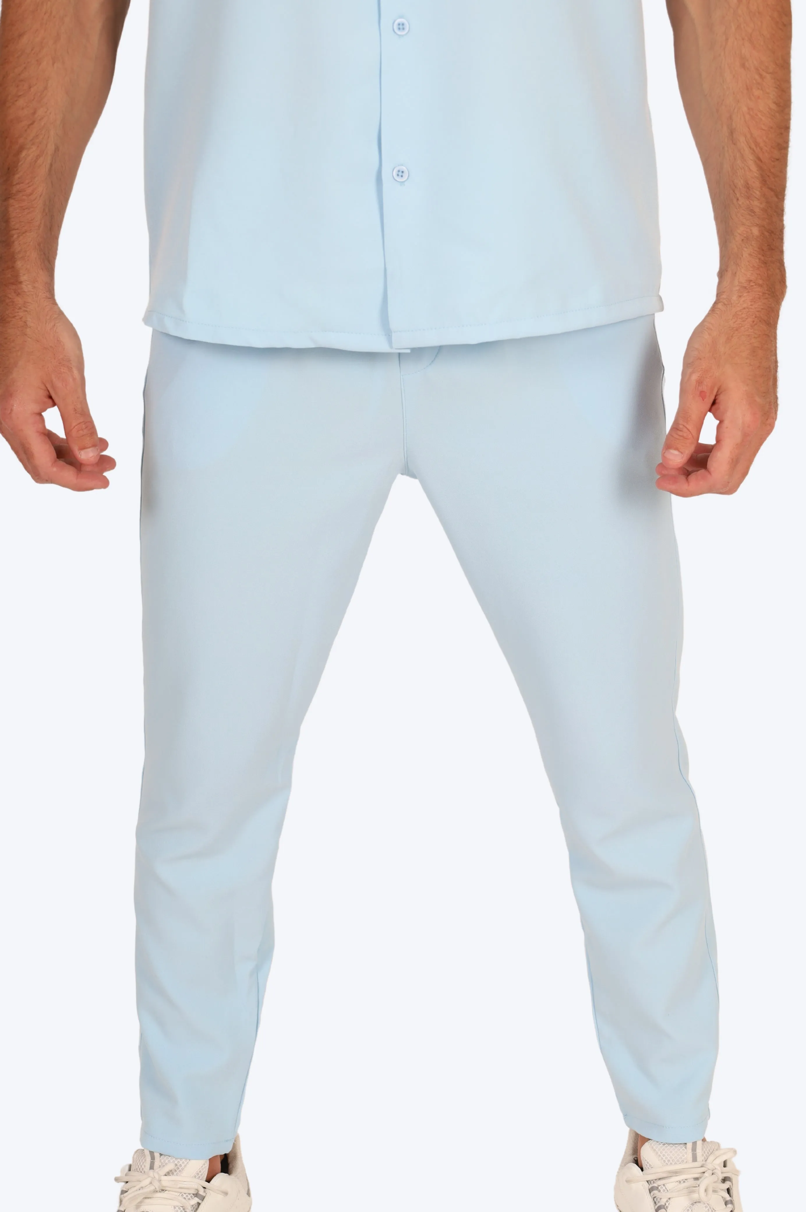 CHEMISE MANCHE COURTE ET PANTALON ASSORTI - BLEU CIEL