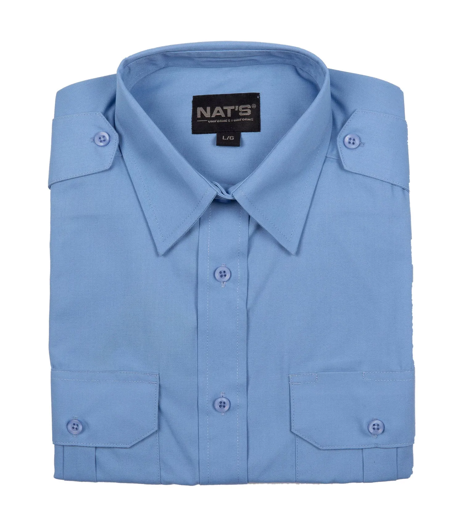 Chemise militaire à manches courtes bleu pale pour femmes - Nat's