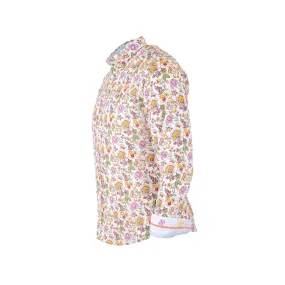 Chemise ml blanche imprimé fleuri multicolore