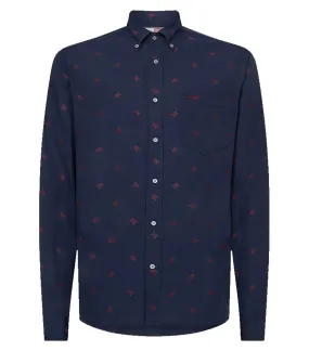 Chemise slim Tommy Hilfiger en coton avec manches longues et col américain bleu  marine