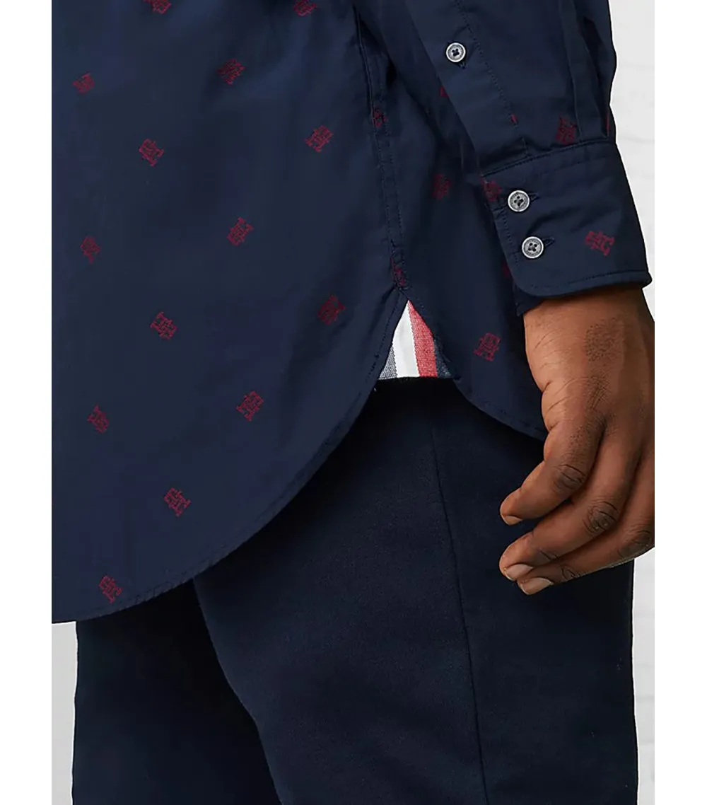 Chemise slim Tommy Hilfiger en coton avec manches longues et col américain bleu  marine