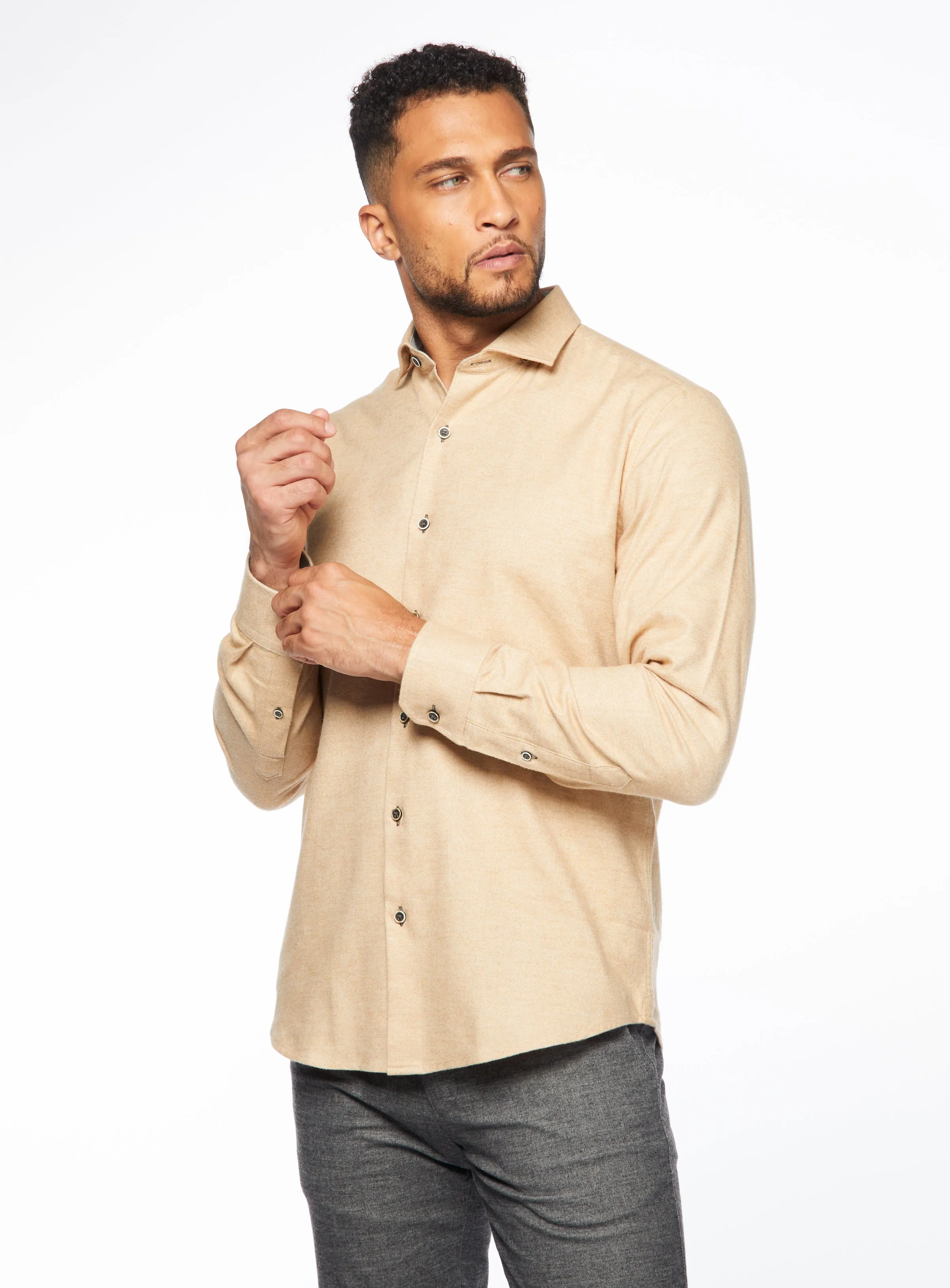 Chemise unie en flanelle brossé