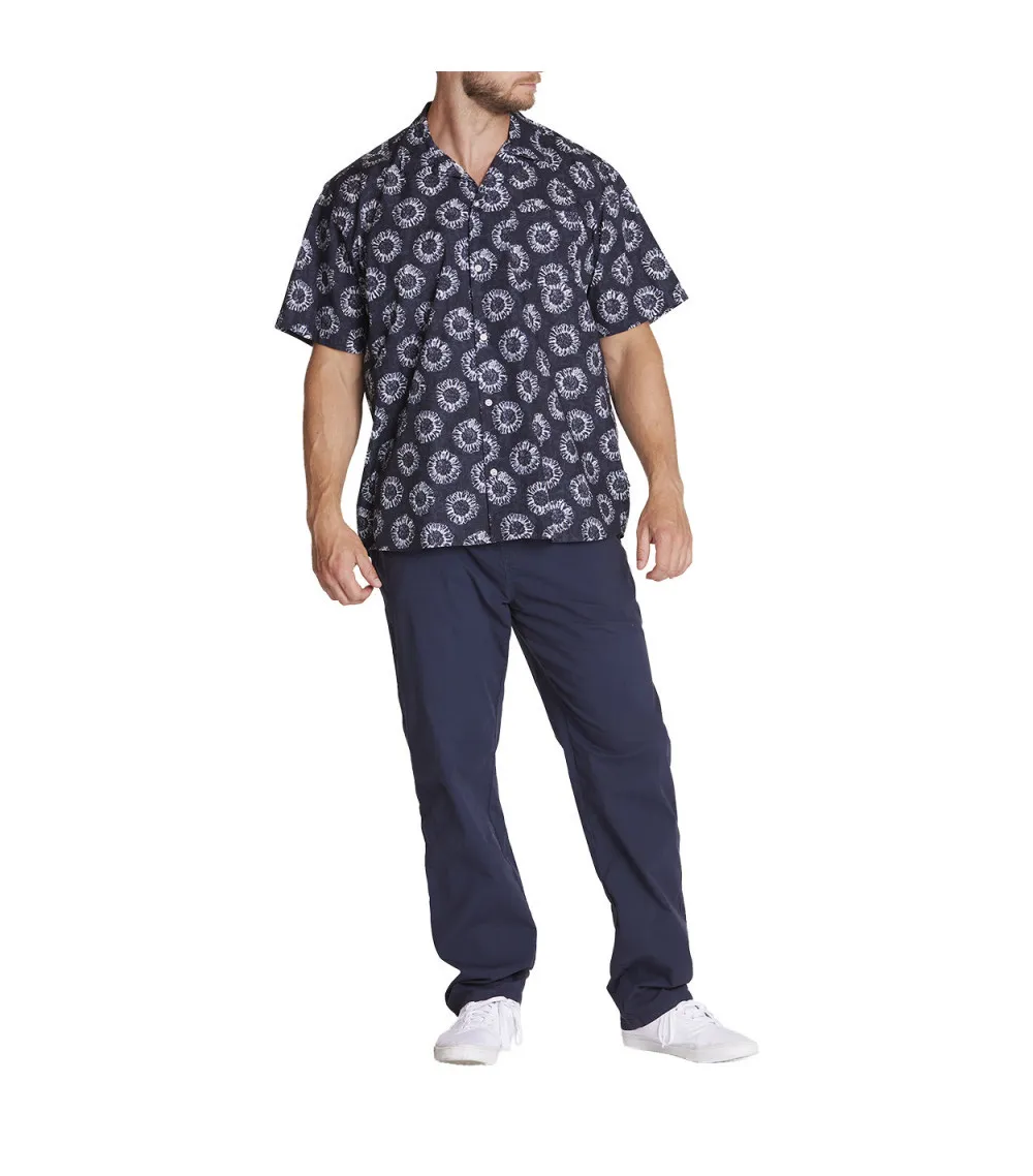 Chemise à manches courtes avec un col cubain North 56°4 en coton bleu marine