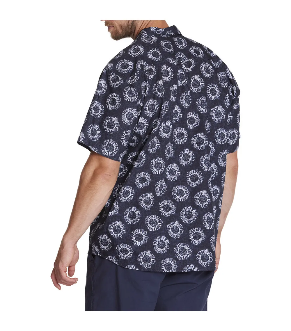 Chemise à manches courtes avec un col cubain North 56°4 en coton bleu marine