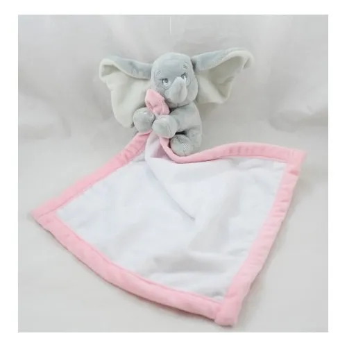 Doudou mouchoir éléphant DISNEY STORE Dumbo bébé gris rose