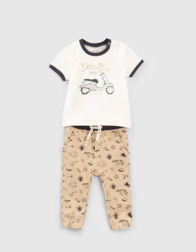 Ensemble jogging imprimé et T-shirt blanc bébé garçon