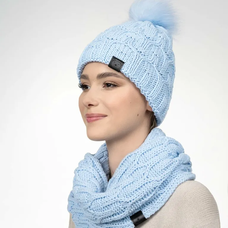 Ensemble Snood Bonnet Maribel Bleu Ciel