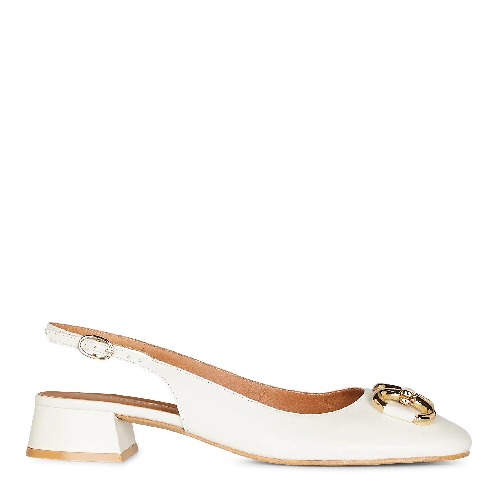 Escarpins slingbacks en cuir vieilli doublon | Blanc