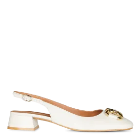 Escarpins slingbacks en cuir vieilli doublon | Blanc