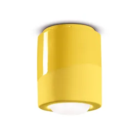 Ferroluce Plafonnier PI, cylindrique, Ø 12,5 cm jaune Ferroluce