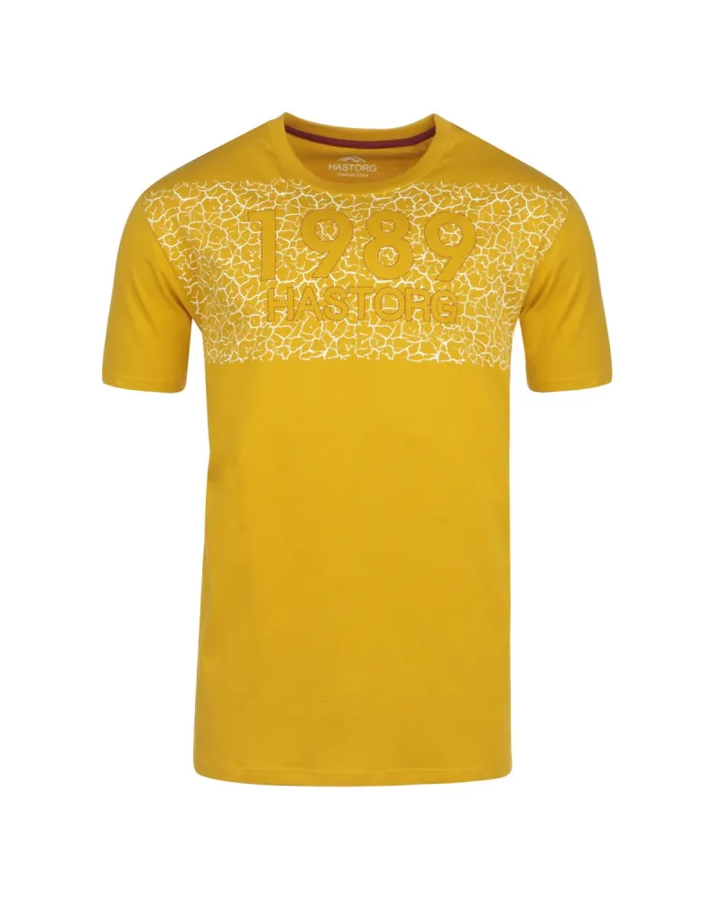 Hastorg Tee shirt imprimé pour homme grand jaune en coton - Size-factory