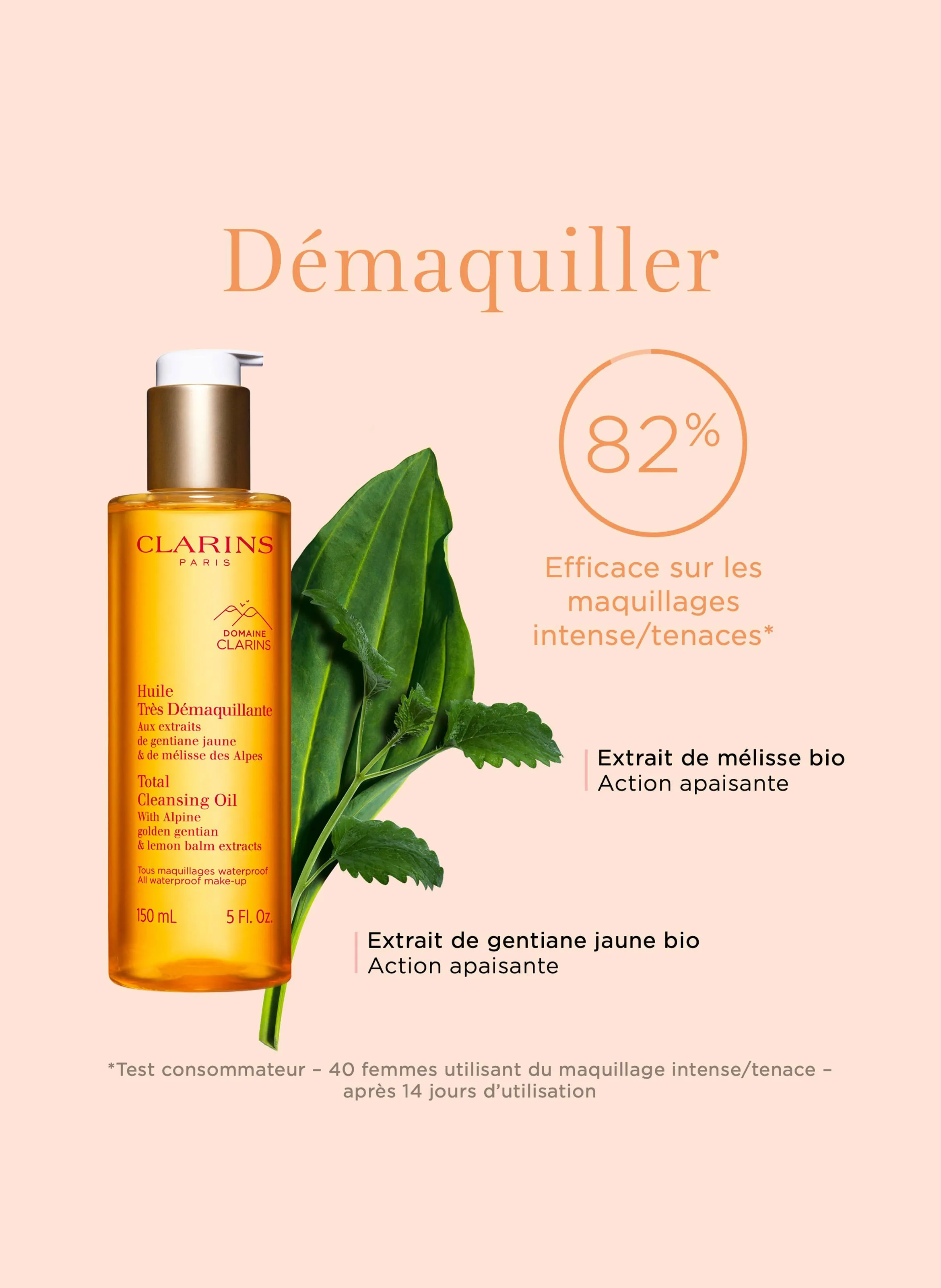 HUILE TRèS DéMAQUILLANTEAUX EXTRAITS DE GENTIANE JAUNE MéLISSE DES ALPES - CLARINS pour BEAUTé | Printemps