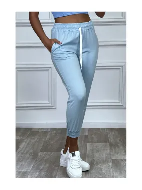 Jogging turquoise à élastique et lacet