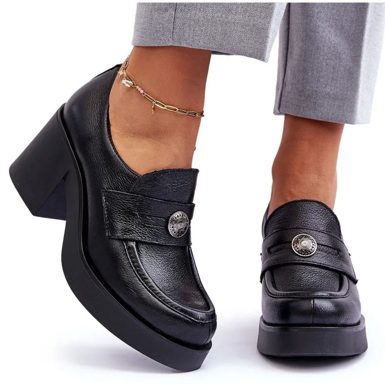 Lemar Chaussures à Talon en Cuir pour Femme Noir Dunadia le noir